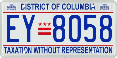 DC license plate EY8058