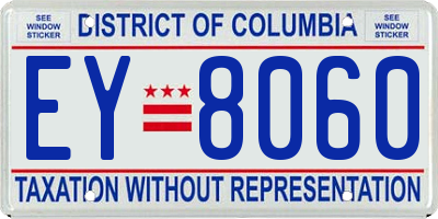 DC license plate EY8060