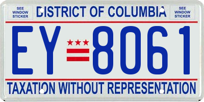 DC license plate EY8061