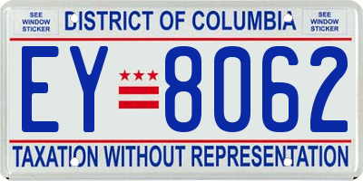 DC license plate EY8062