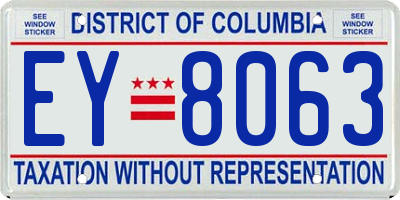 DC license plate EY8063