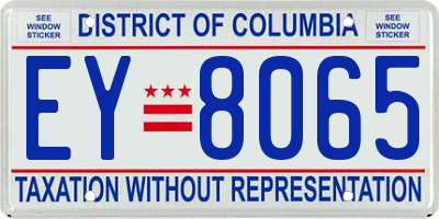 DC license plate EY8065