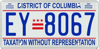 DC license plate EY8067