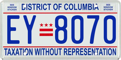 DC license plate EY8070