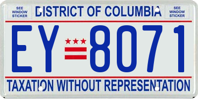 DC license plate EY8071