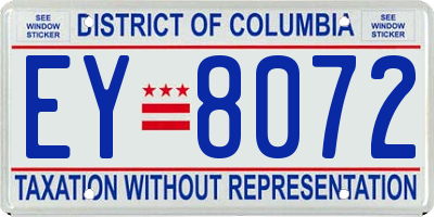 DC license plate EY8072