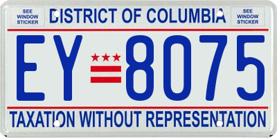 DC license plate EY8075