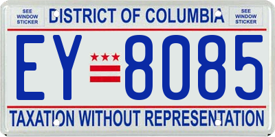 DC license plate EY8085