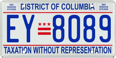 DC license plate EY8089