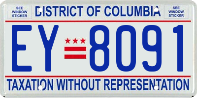 DC license plate EY8091