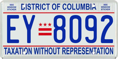 DC license plate EY8092