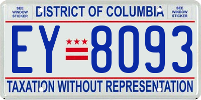 DC license plate EY8093