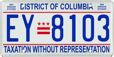 DC license plate EY8103