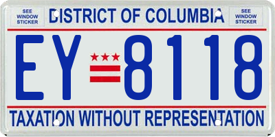 DC license plate EY8118