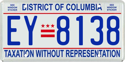 DC license plate EY8138