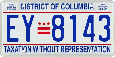 DC license plate EY8143