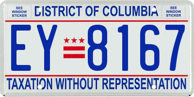 DC license plate EY8167