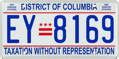 DC license plate EY8169