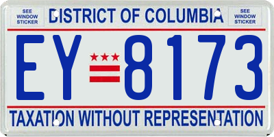 DC license plate EY8173