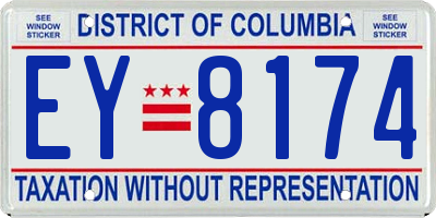 DC license plate EY8174