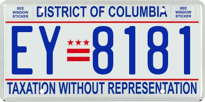 DC license plate EY8181