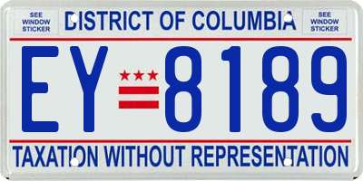 DC license plate EY8189