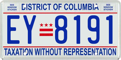 DC license plate EY8191