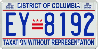 DC license plate EY8192