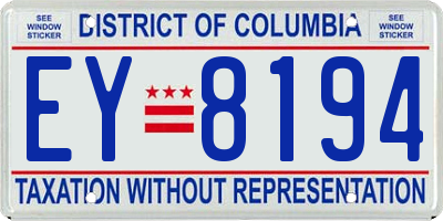 DC license plate EY8194