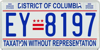 DC license plate EY8197