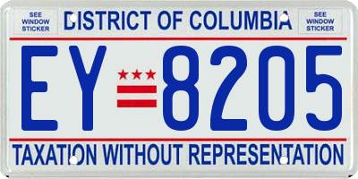 DC license plate EY8205