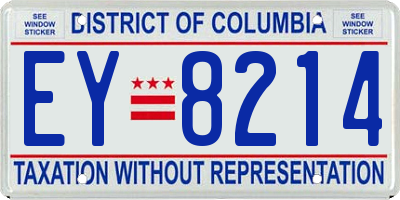 DC license plate EY8214