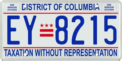 DC license plate EY8215