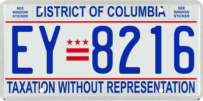 DC license plate EY8216