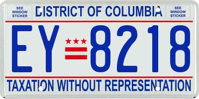 DC license plate EY8218