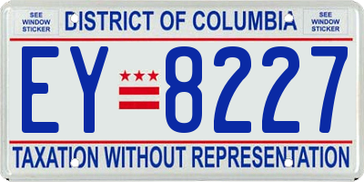 DC license plate EY8227