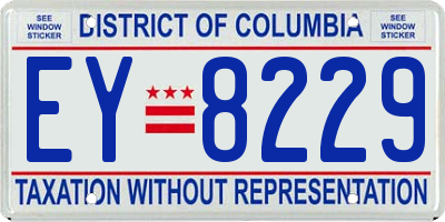 DC license plate EY8229