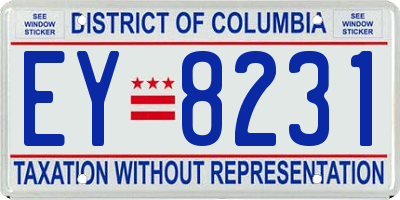 DC license plate EY8231