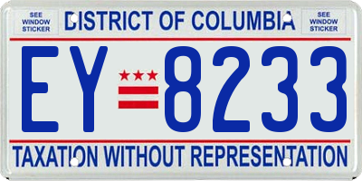 DC license plate EY8233