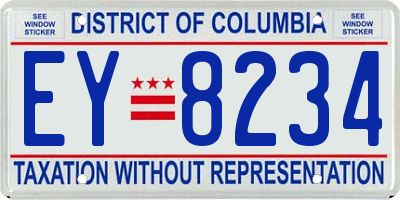 DC license plate EY8234