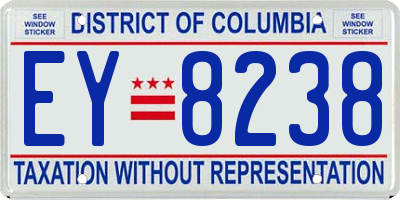 DC license plate EY8238