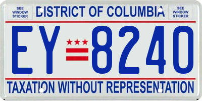 DC license plate EY8240