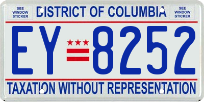 DC license plate EY8252