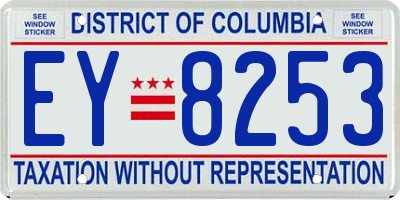 DC license plate EY8253