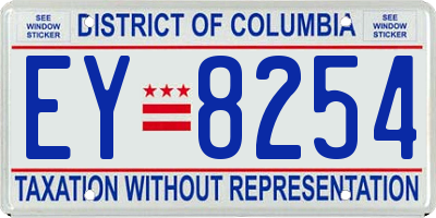 DC license plate EY8254