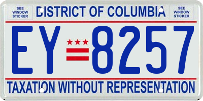 DC license plate EY8257