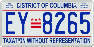 DC license plate EY8265