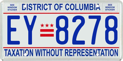 DC license plate EY8278