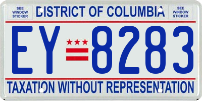 DC license plate EY8283