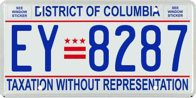 DC license plate EY8287